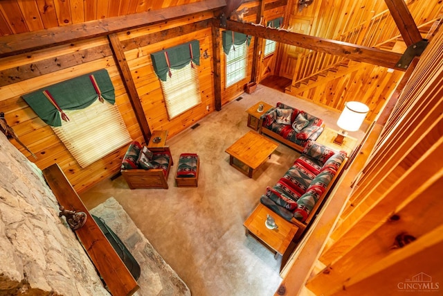 2914 Pond Run Ln, Pierce Twp, OH 45157 - carpeted living area featuring wood walls