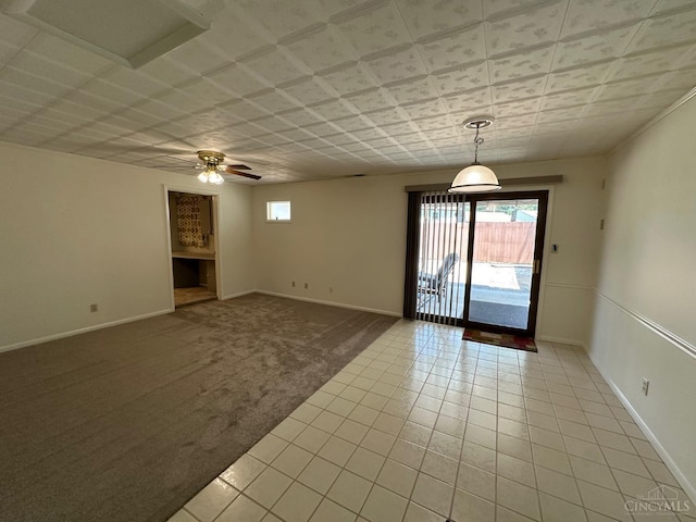 4068 Glenbar Ct, Sycamore Twp, OH 45236 - empty room with light colored carpet, light tile patterned floors, and ceiling fan