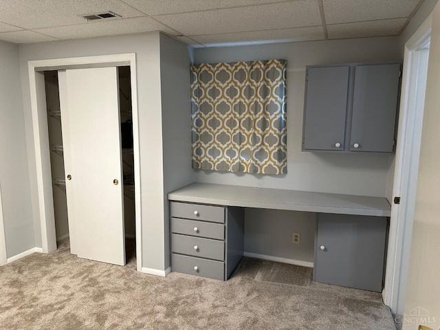 4068 Glenbar Ct, Sycamore Twp, OH 45236 - unfurnished office with built in desk, carpet flooring, and a drop ceiling