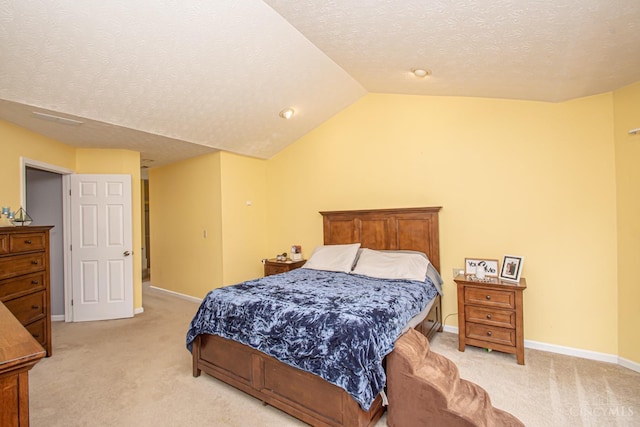 1887 Bantas Creek Rd, Washington Twp, OH 45320 - bedroom with light colored carpet, a textured ceiling, and lofted ceiling