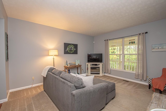 1887 Bantas Creek Rd, Washington Twp, OH 45320 - living area with light carpet and a textured ceiling