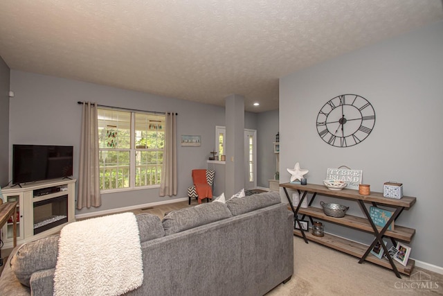 1887 Bantas Creek Rd, Washington Twp, OH 45320 - living room with a textured ceiling and recessed lighting