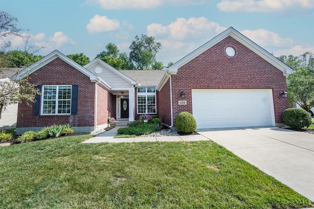 688 Humock Ct, Hamilton Twp, OH 45039 - single story home with brick siding, driveway, a garage, and a front yard