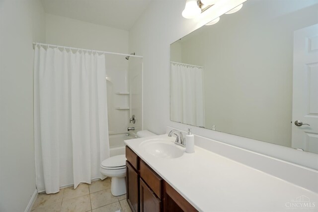 688 Humock Ct, Hamilton Twp, OH 45039 - full bath featuring vanity, shower / bathtub combination with curtain, and tile patterned floors