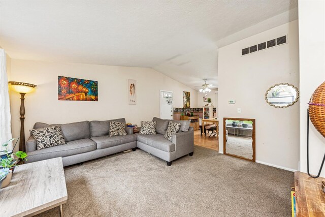 1167 Muirwood Ln, Union Twp, OH 45103 - carpeted living room with ceiling fan and lofted ceiling