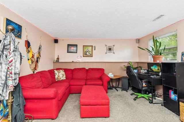 1167 Muirwood Ln, Union Twp, OH 45103 - carpeted living area featuring a textured ceiling and a desk
