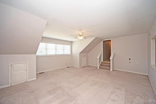 1001 Castlebay Dr, Pierce Twp, OH 45245 - additional living space featuring a ceiling fan, light colored carpet, and stairway