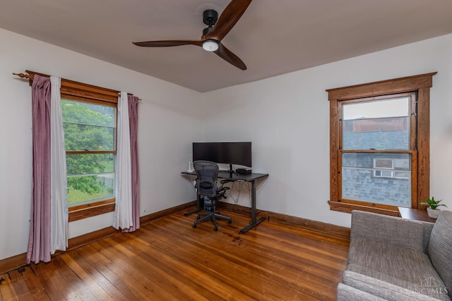 521 S Main St, Franklin, OH 45005 - office area featuring hardwood / wood-style floors and a ceiling fan
