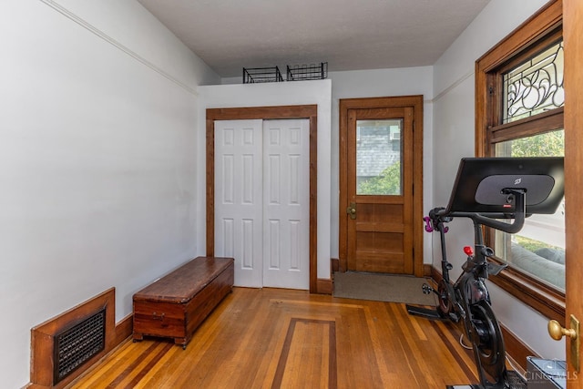 521 S Main St, Franklin, OH 45005 - exercise room featuring wood finished floors and baseboards