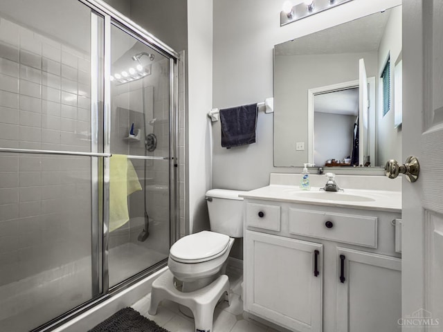 3649 Pebble Creek Ct, Mason, OH 45040 - full bathroom featuring a shower stall, vanity, and tile patterned flooring