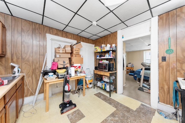201 W Cherry St, Georgetown, OH 45121 - office space with a paneled ceiling, wooden walls, and light floors