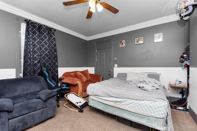 201 W Cherry St, Georgetown, OH 45121 - carpeted bedroom with crown molding and a ceiling fan