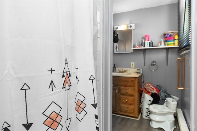 201 W Cherry St, Georgetown, OH 45121 - full bathroom with vanity, wood finished floors, and a shower
