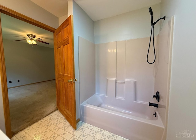 945 Lazenby Rd, Washington Twp, OH 45148 - bathroom with shower / tub combination, a ceiling fan, and tile patterned floors