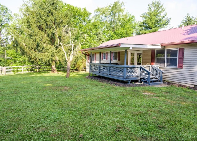 945 Lazenby Rd, Washington Twp, OH 45148 - view of yard featuring a deck and french doors
