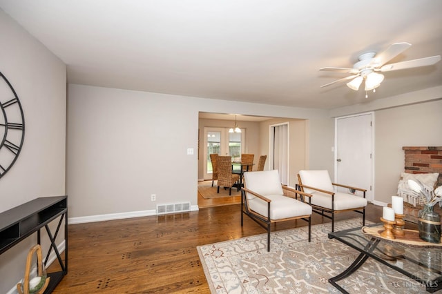 8385 Bridle Rd, Anderson Twp, OH 45244 - living area with wood finished floors and a ceiling fan