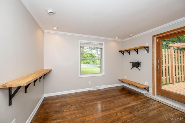 8385 Bridle Rd, Anderson Twp, OH 45244 - mudroom featuring wood finished floors and ornamental molding