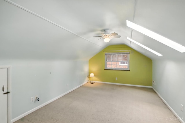 1006 Harbury Dr, Springfield Twp, OH 45224 - additional living space featuring ceiling fan, lofted ceiling, carpet, and a skylight