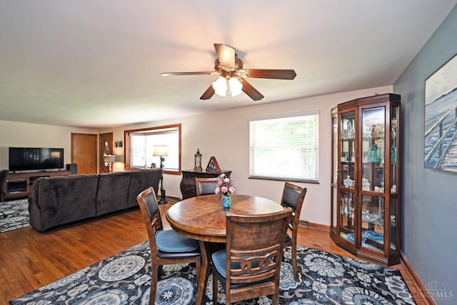3638 El Rego Dr, Pierce Twp, OH 45102 - dining room with wood finished floors and ceiling fan