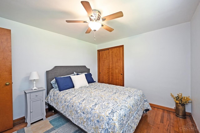 3638 El Rego Dr, Pierce Twp, OH 45102 - bedroom featuring wood finished floors, a closet, and a ceiling fan