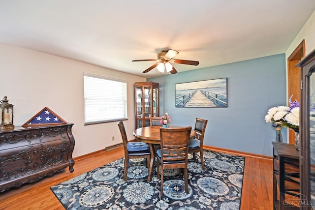 3638 El Rego Dr, Pierce Twp, OH 45102 - dining area with a ceiling fan and wood finished floors