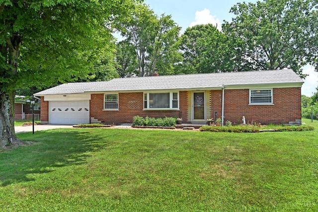 3638 El Rego Dr, Pierce Twp, OH 45102 - ranch-style house with brick siding, an attached garage, a front lawn, and crawl space