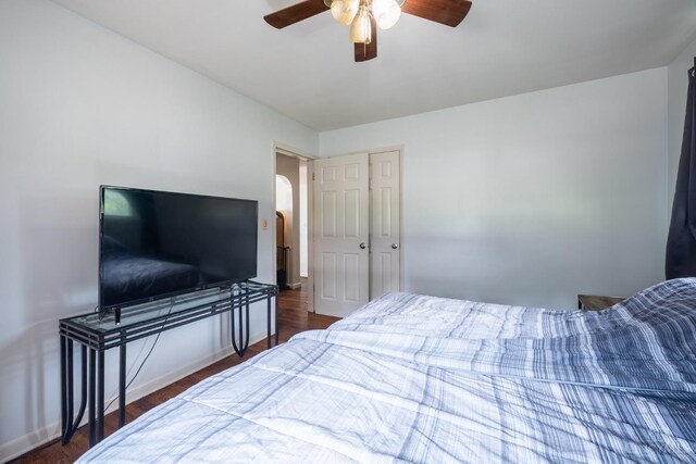 251 Westview Dr, Morrow, OH 45152 - bedroom with dark wood-style flooring and ceiling fan