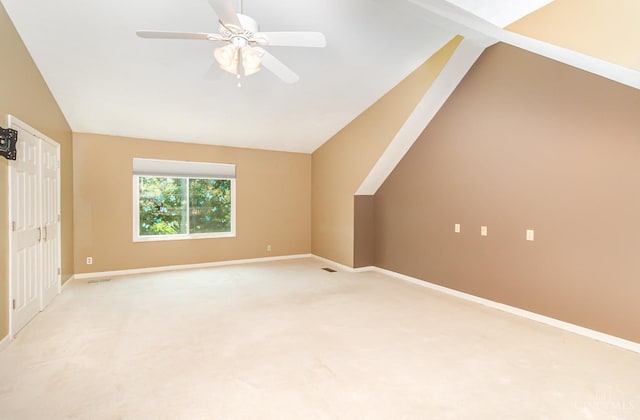 7693 Misty Springs Ct, Deerfield Twp, OH 45040 - bonus room featuring vaulted ceiling, light colored carpet, and a ceiling fan