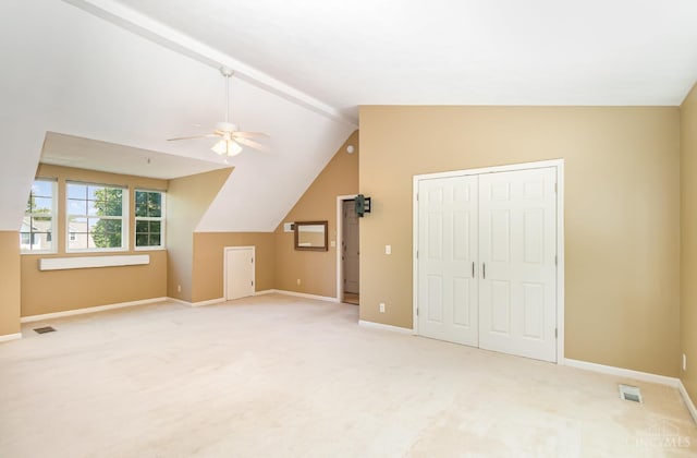 7693 Misty Springs Ct, Deerfield Twp, OH 45040 - additional living space with lofted ceiling, ceiling fan, and carpet flooring