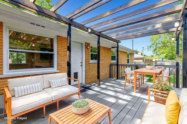 2783 Losantiridge Ave, Columbia Twp, OH 45213 - deck with a pergola, an outdoor living space, and outdoor dining space