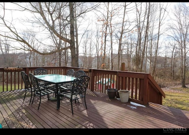 9648 Fallshill Cir, Springfield Twp, OH 45231 - wooden terrace with outdoor dining area