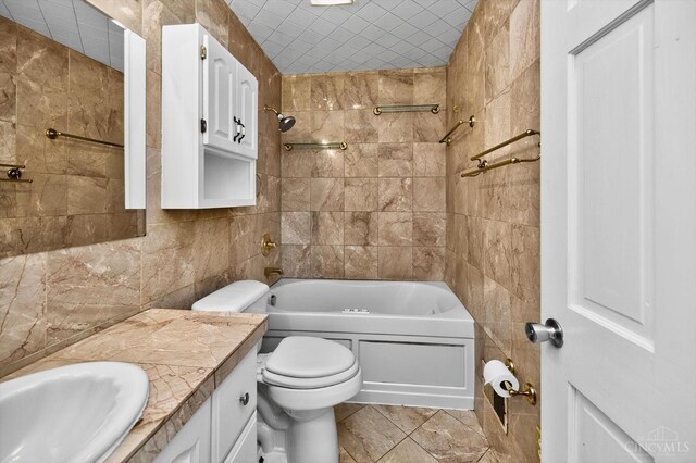 4644 Alpine Ave, Blue Ash, OH 45242 - full bath with vanity, shower / tub combination, and tile walls