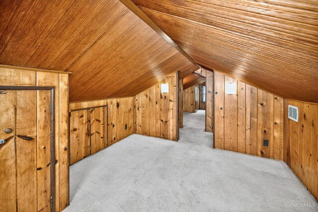 4644 Alpine Ave, Blue Ash, OH 45242 - bonus room featuring wooden ceiling, wooden walls, carpet flooring, and lofted ceiling