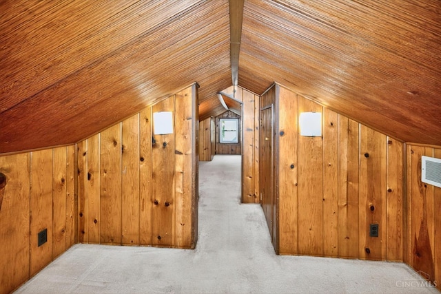 4644 Alpine Ave, Blue Ash, OH 45242 - additional living space with carpet floors, wood walls, wood ceiling, and lofted ceiling