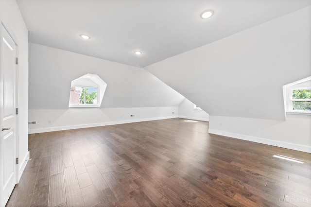 2241 Kemper Ln, Cincinnati, OH 45206 - bonus room with dark wood-style flooring, vaulted ceiling, and recessed lighting