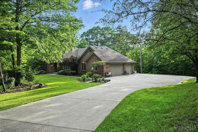 11545 Deer Trace Ln, Harrison Twp, OH 45030 - view of front of property featuring a garage, brick siding, a front yard, and concrete driveway