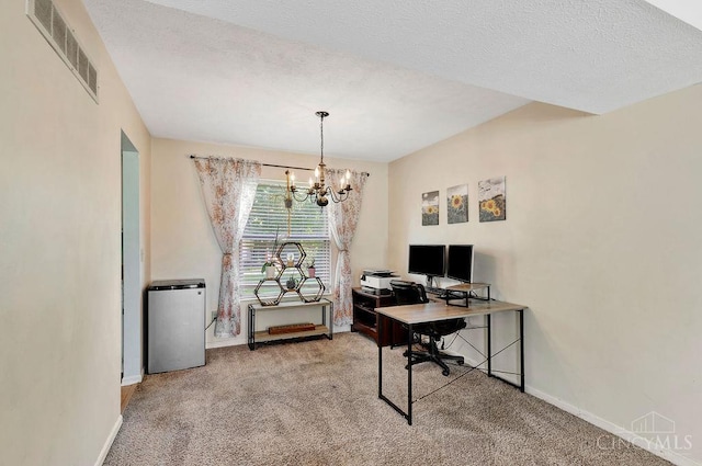 1165 Mcguffey Ln, Union Twp, OH 45103 - office featuring a chandelier, carpet flooring, and a textured ceiling