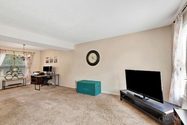 1165 Mcguffey Ln, Union Twp, OH 45103 - carpeted home office with a chandelier and baseboards