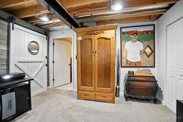 1751 Tatum Ln, Hamilton, OH 45013 - finished basement featuring a barn door and carpet floors