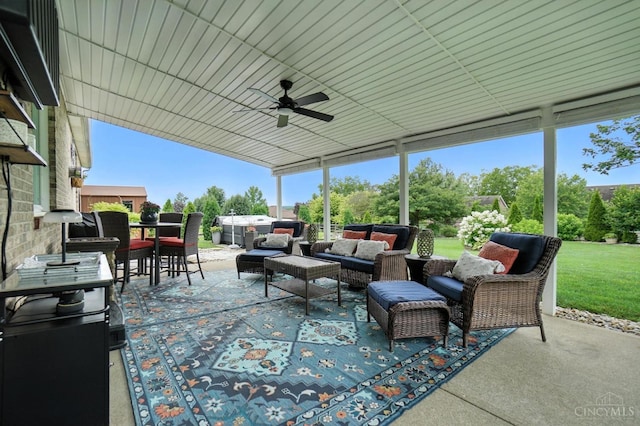 1751 Tatum Ln, Hamilton, OH 45013 - view of patio with an outdoor hangout area and a ceiling fan