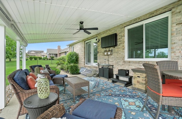 1751 Tatum Ln, Hamilton, OH 45013 - view of patio with an outdoor hangout area and a ceiling fan