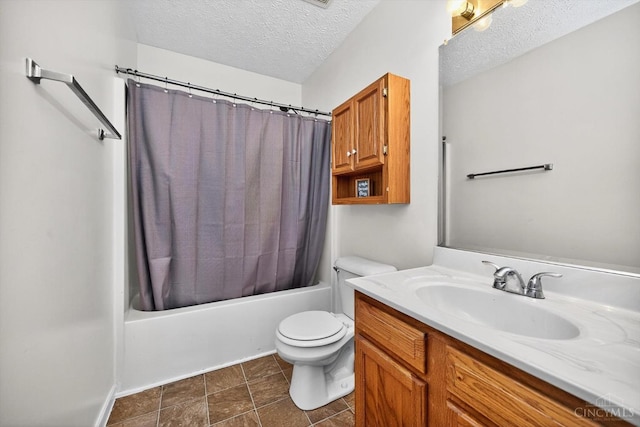 90 Lorelei Dr, Perry Twp, OH 45118 - bathroom featuring vanity, shower / bathtub combination with curtain, and a textured ceiling