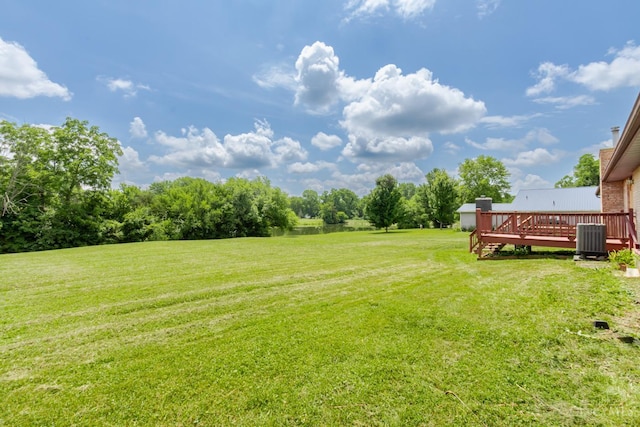 207 Valhalla Cv, Lakengren, OH 45320 - view of green lawn with a wooden deck