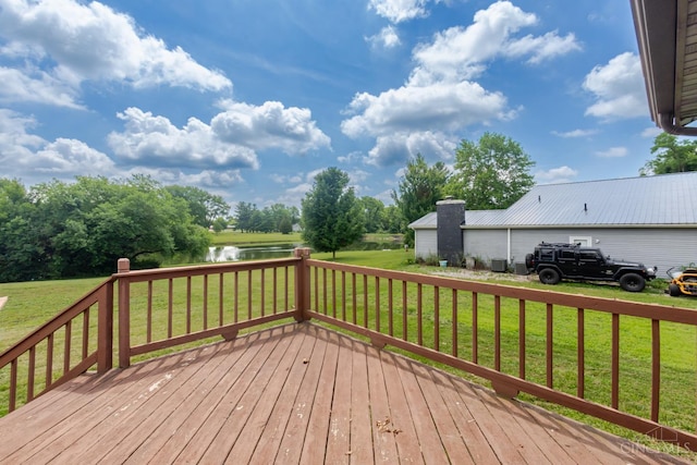 207 Valhalla Cv, Lakengren, OH 45320 - wooden terrace with a water view and a lawn