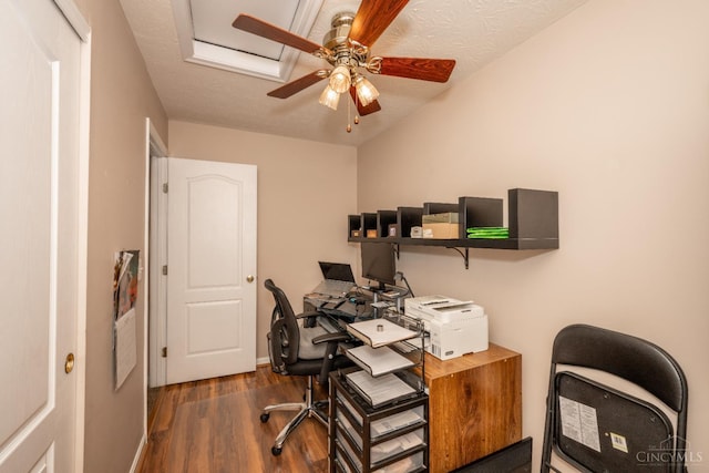 4247 Fieldsedge Dr, Mason, OH 45040 - office area with wood finished floors and a ceiling fan
