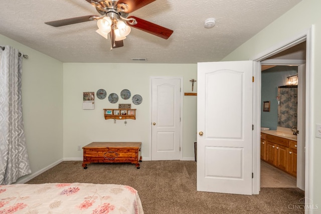 4247 Fieldsedge Dr, Mason, OH 45040 - carpeted bedroom featuring a textured ceiling and a ceiling fan