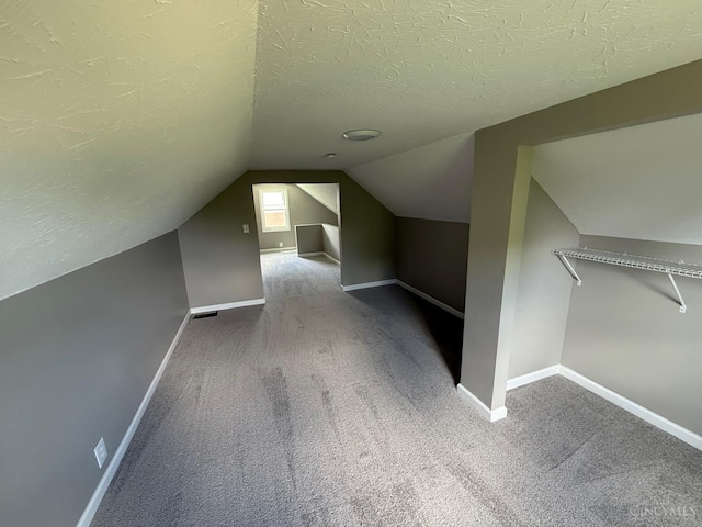 569 Beissinger Rd, Saint Clair Twp, OH 45013 - additional living space featuring a textured ceiling, lofted ceiling, and carpet floors