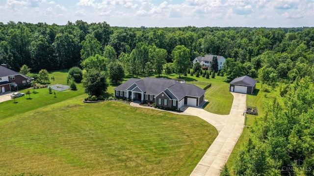 7948 Red Fox Trl, Hamilton Twp, OH 45152 - aerial view of property and surrounding area with a heavily wooded area