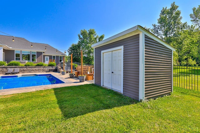 7948 Red Fox Trl, Hamilton Twp, OH 45152 - view of pool with a storage unit and a fenced backyard