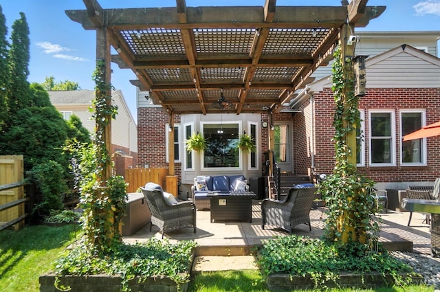 8608 Sunmont Dr, Anderson Twp, OH 45255 - view of patio / terrace featuring an outdoor living space and a pergola